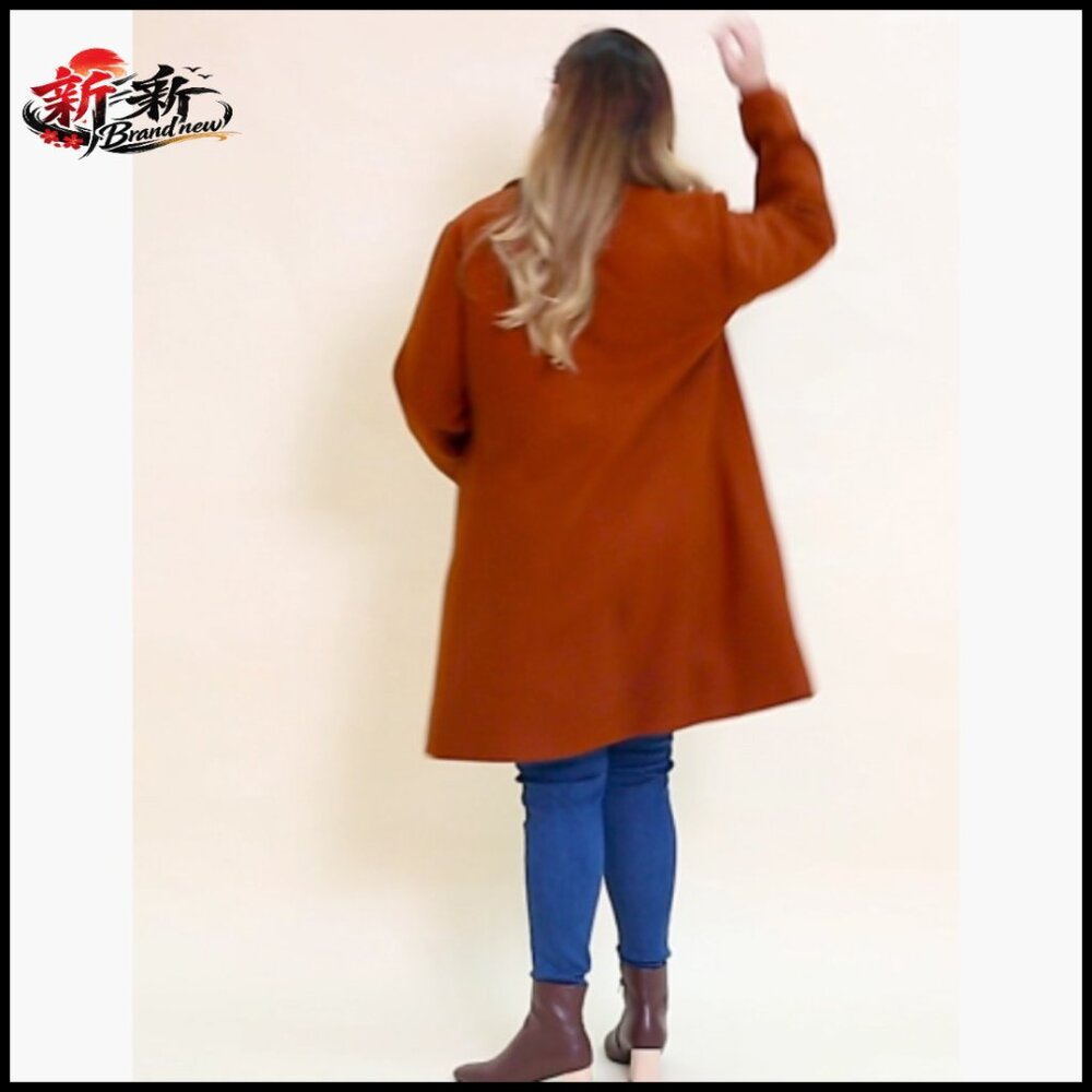 Polyester Long Winter Coat Single Breasted Notche… - image 7